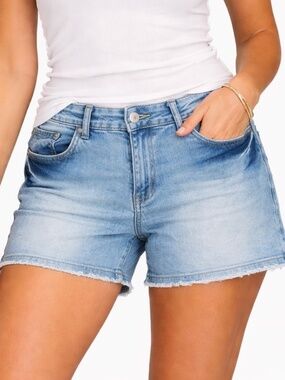 My Style Denim Shorts Womens Size 8 Blue Cut off Mom Stretch Mid Rise